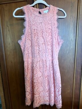 Charming Charlie Coral Lace Dress XL Sleeveless Mini Wedding Guest Party Spring